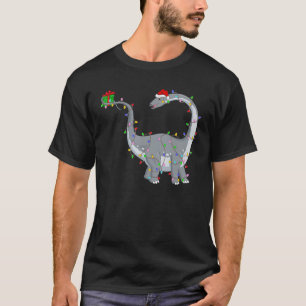 Brontosaurus Dinosaur Julafton Ljus Dinosaur Krist T Shirt
