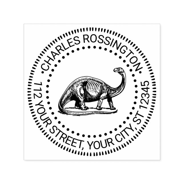 Brontosaurus Dinosaur Namn Returadress Självfärgande Stämpel (Design)