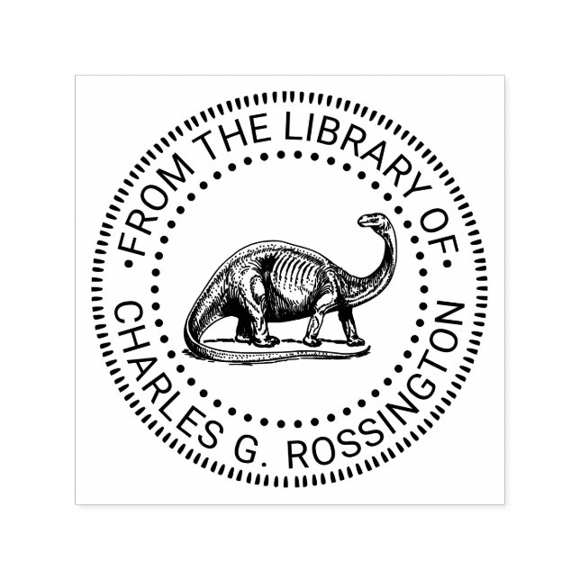 Brontosaurus Dinosauriebibliotek Boknamn Självfärgande Stämpel (Design)