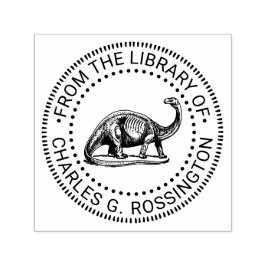 Brontosaurus Dinosauriebibliotek Boktitel Självfärgande Stämpel