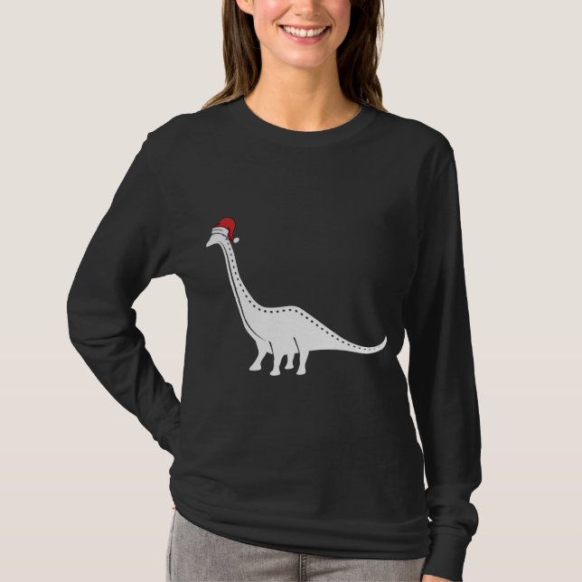 Brontosaurus i Santa Hat jul Pajama T Shirt (Framsida)