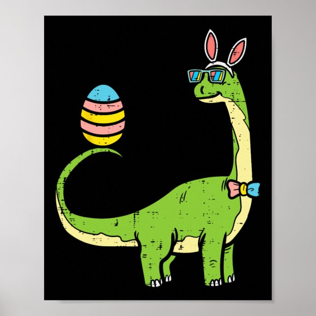 Brontosaurus Kaninöron Ägg Påsk Dag Dinosaurie Di Poster (Framsidan)