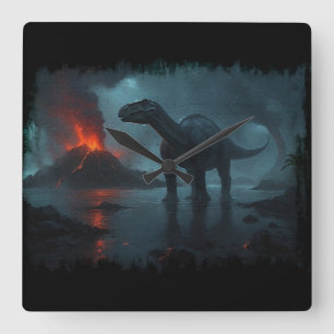 Brontosaurus Roligt Ecology Fyrkantig Klocka