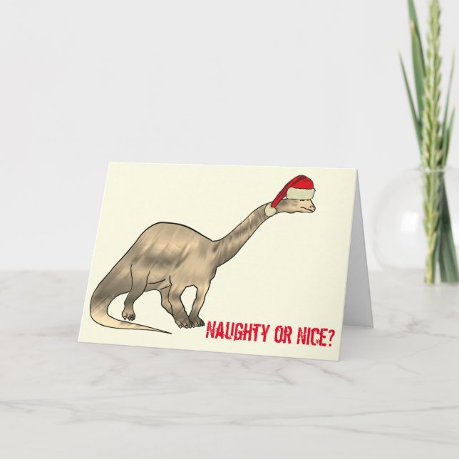Brontosaurus Tomte Rolig Dinosaur Jul Slogan Kort (Framsida)