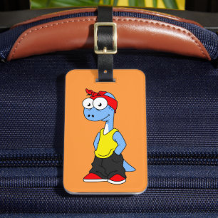 Brontosaurus tryckte i Hip hop Clothing. Bagagebricka