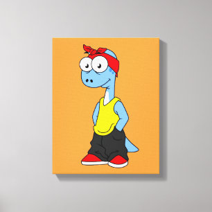Brontosaurus tryckte i Hip hop Clothing. Canvastryck