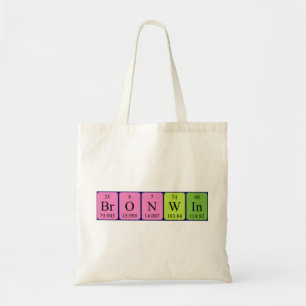 Bronwin periodisk bord namn tote bag tygkasse