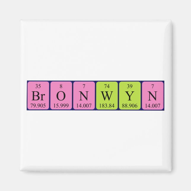Bronwyn Periodisk bord namn magnet (Framsidan)