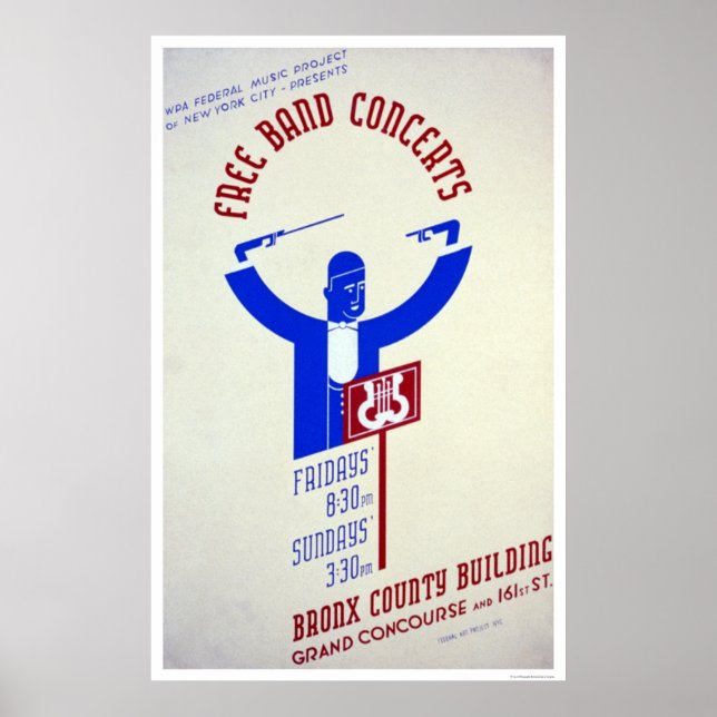 Bronx Band-konsert 1940 WPA Poster (Framsidan)