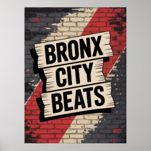 Bronx City Beats Graffiti Typografi Poster