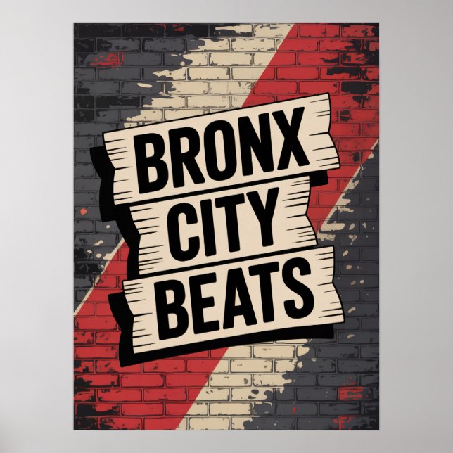 Bronx City Beats Graffiti Typografi Poster (Framsidan)