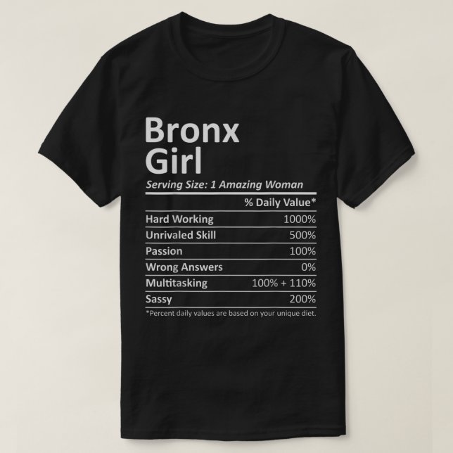 BRONX GIRL NY NEW YORK Funny City Home Roots USA G T Shirt (Design framsida)