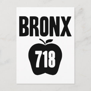 Bronx med stort äpple och 718 områdeskod vykort