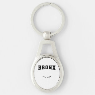 Bronx New York Black Ovalt Silverfärgad Nyckelring