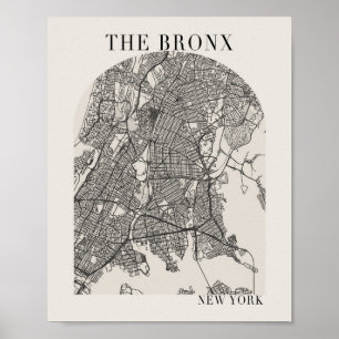 Bronx New York Boho Arch Beige Street Karta Poster