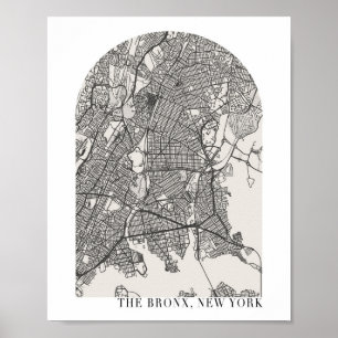 Bronx New York Boho Minimal Arch Street Karta Poster