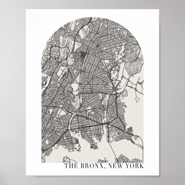 Bronx New York Boho Minimal Arch Street Karta Poster (Framsidan)