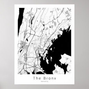 Bronx New York City Modern White Karta Poster