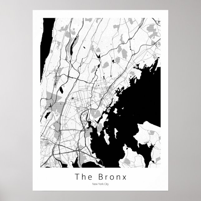 Bronx New York City Modern White Karta Poster (Framsidan)