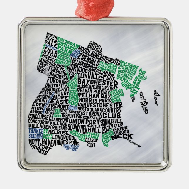 Bronx New York City typografikarta Julgransprydnad Metall (Framsidan)