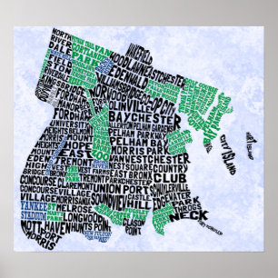 Bronx New York City typografikarta Poster