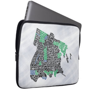 Bronx New York City Typography Karta Laptop Sleeve