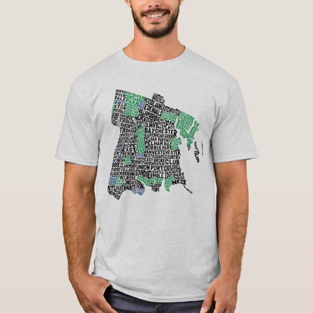 Bronx New York City Typography Karta Tee (Framsida)