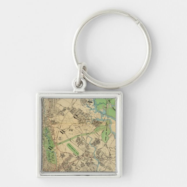 Bronx, New York Fyrkantig Silverfärgad Nyckelring (Framsidan)