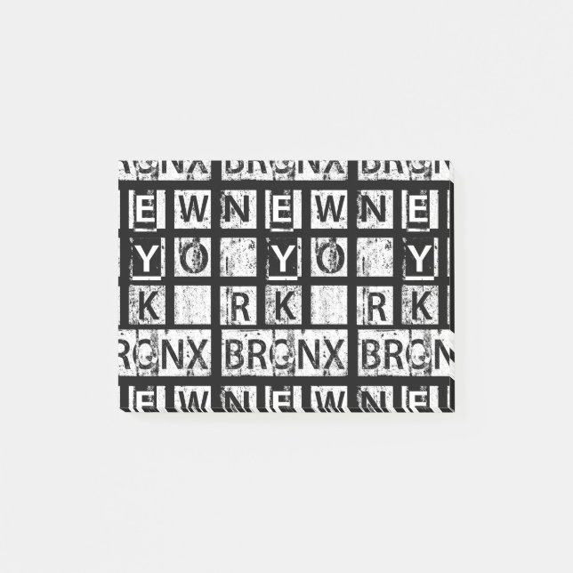 Bronx New York | Grungetypografi Post-it Block (Framsida)
