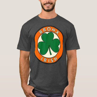 Bronx New York Irish Shamrock Circle Sign T Shirt