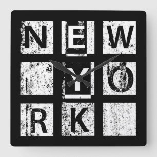 Bronx New York Körningstypografi Fyrkantig Klocka