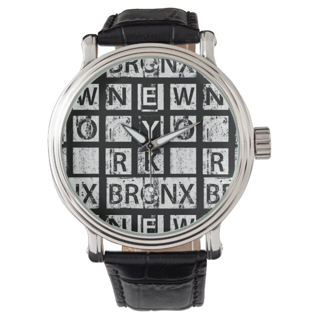 Bronx New York | Typografi för runge Armbandsur (Framsida)