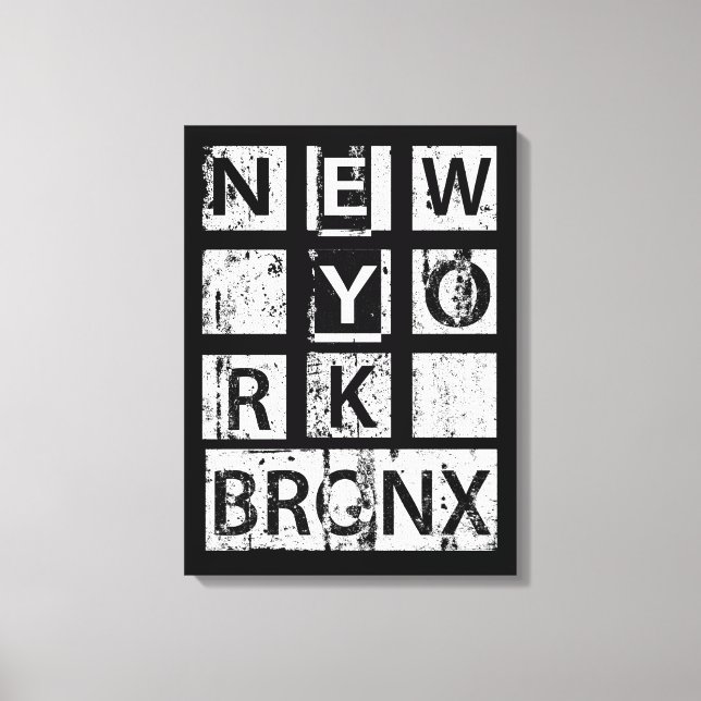 Bronx New York | Typografi för runge Canvastryck (Framsida)