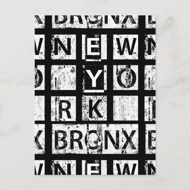 Bronx New York | Typografi för runge Vykort (Framsida)