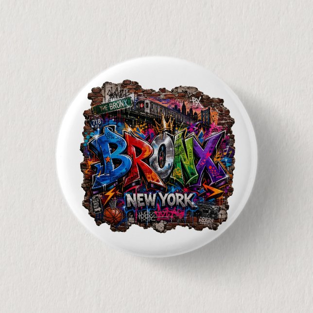 Bronx New York Urban Graffiti Gatukonst Knapp (Framsida)