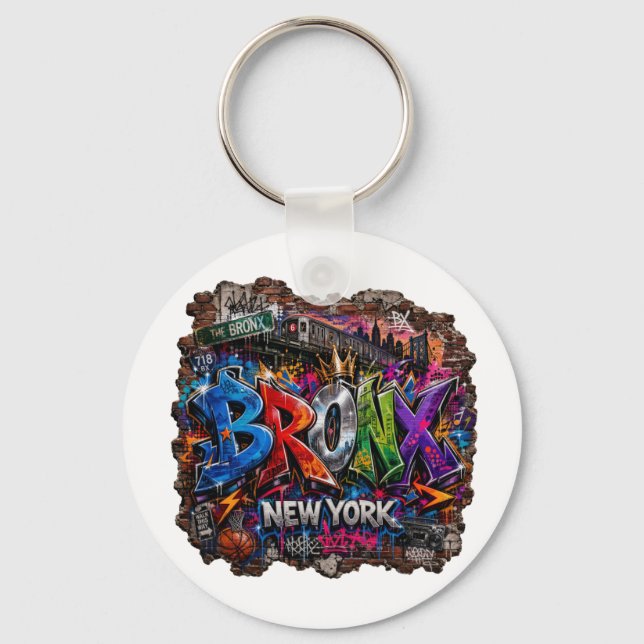 Bronx New York Urban Graffiti Gatukonst Nyckelring (Framsida)
