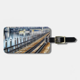 Bronx, ny torg, floden byggnad bagagebricka