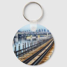 Bronx, ny torg, floden byggnad nyckelring