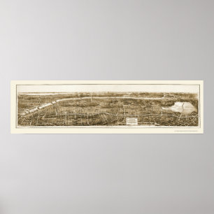 Bronx panorama- karta för NY - 1897 Poster