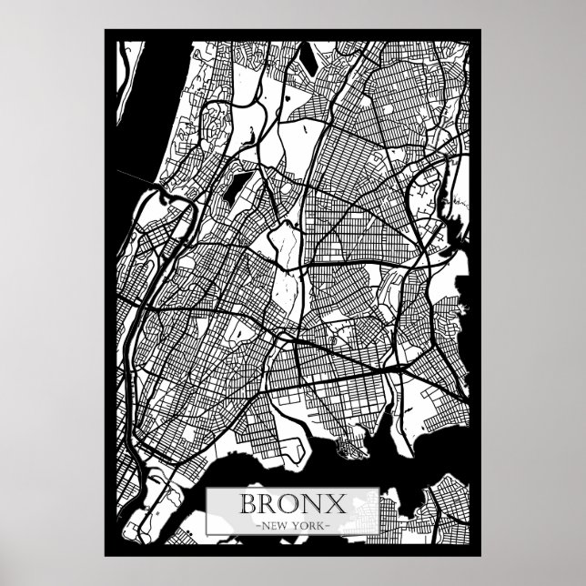 Bronx USA Stadskarta Poster (Framsidan)