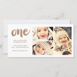 Bronze 1:a födelsedag Vit 3 Ram-fotokort