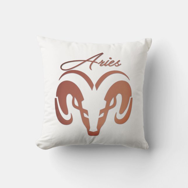 Bronze Aries Ram Zodiac Kudde (Framsida)