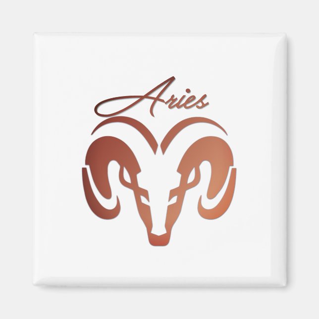 Bronze Aries Ram Zodiac Magnet (Framsidan)