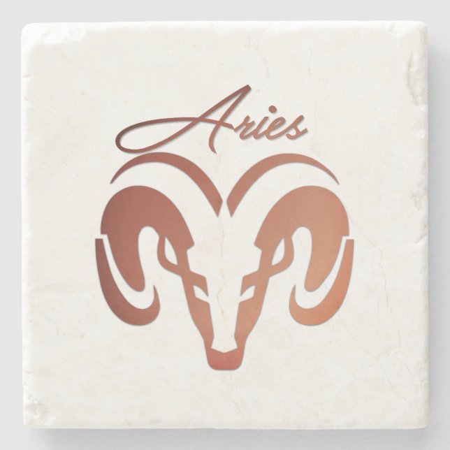 Bronze Aries Ram Zodiac Stenunderlägg (Framsidan)