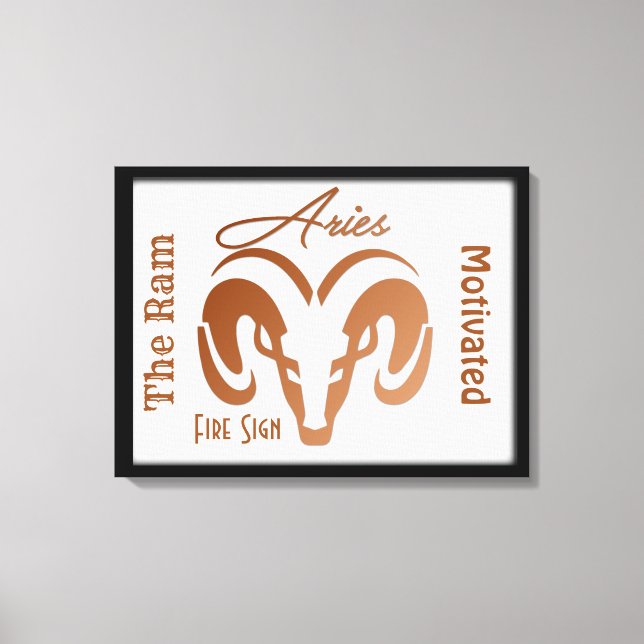 Bronze Aries Zodiac-tecken och symbolram Canvastryck (Framsida)