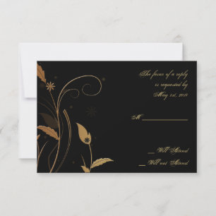 Bronze Art Deco Peacock and Blommigt Responcard OSA Kort