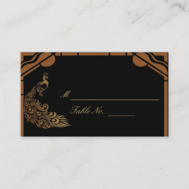 Bronze Art Deco Peacock och Blommigt Weddi Place Placeringskort