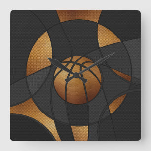Bronze Basketball Abstrakt Art Fyrkantig Klocka