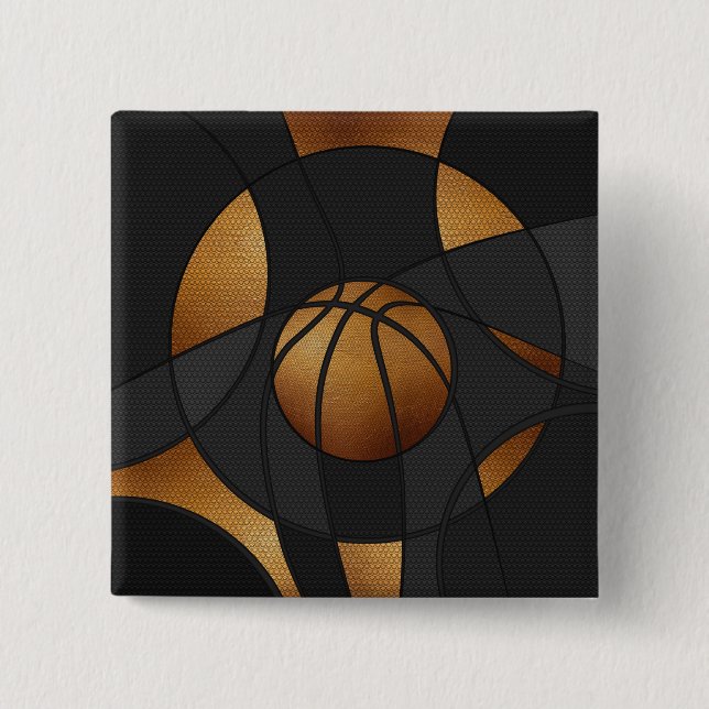 Bronze Basketball Abstrakt Art Knapp (Framsida)