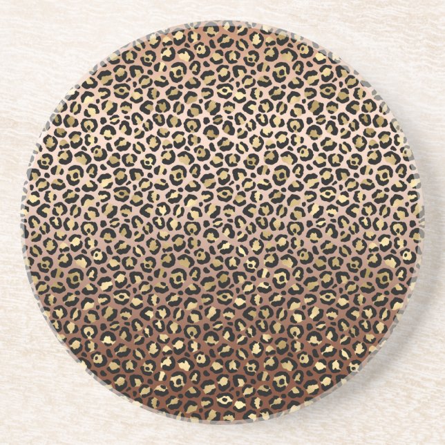 Bronze Black Guld Ombre Leopard Print Underlägg (Framsidan)